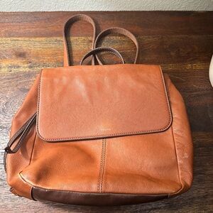 Fossil Brown Leather Backpack